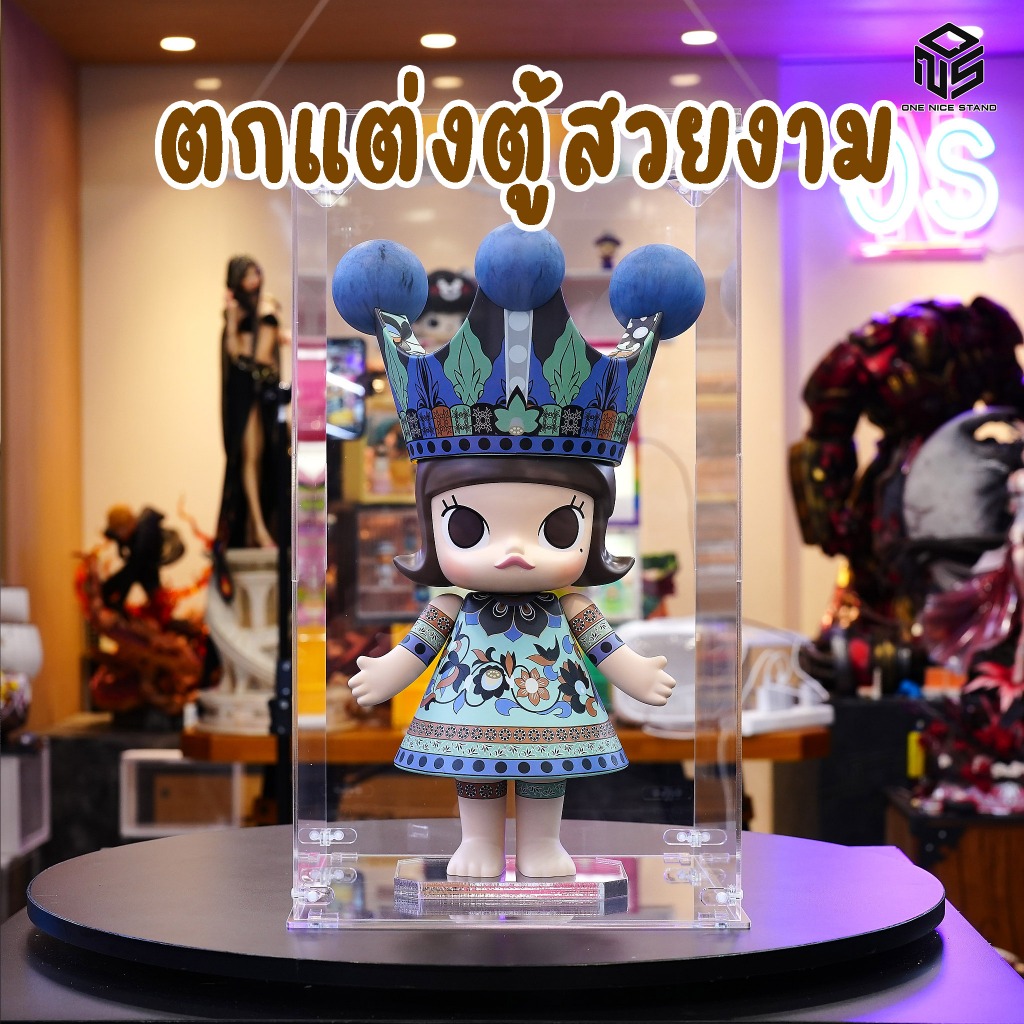 แท่นอะคริลิควางโมเดล หนา10mm หกเหลี่ยม วงกลม วางสินค้า ยิงชื่อได้ แท่นโชว์สินค้า bearbrick molly dimoo 400%  ฟิกเกอร์ - รูปที่ 6
