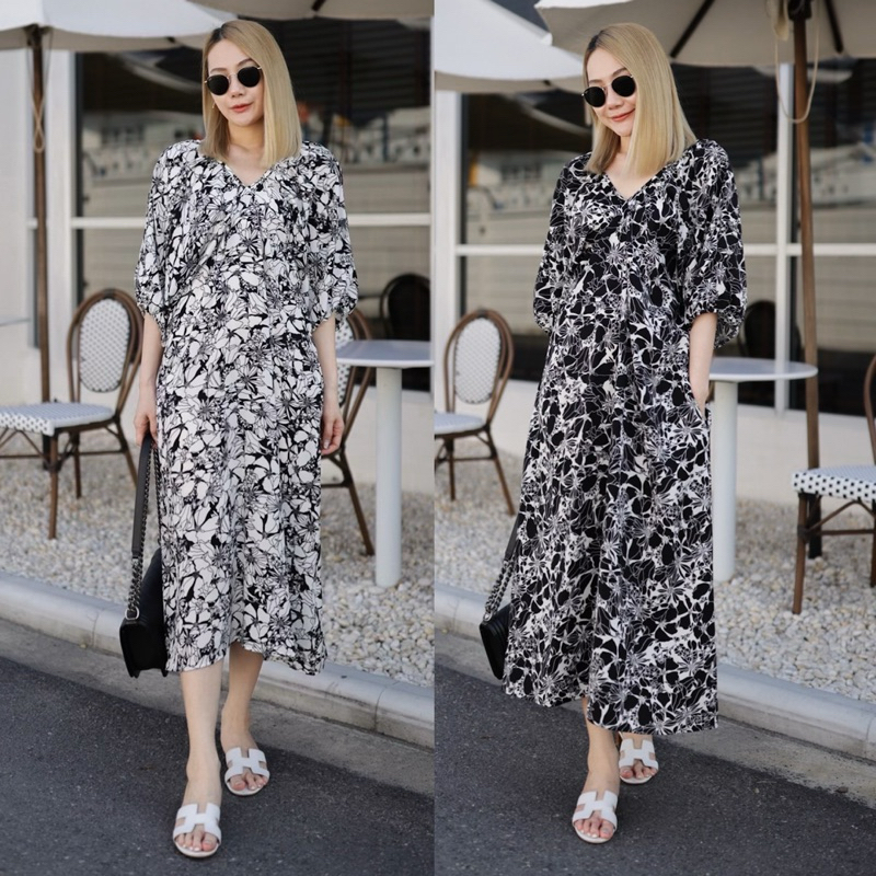 เดรสผ้าพิมพ์ลายดอก AR730