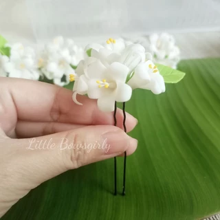 หมุดเสียบผมดอกไม้ดินปั้น ช่อดอกไม้ ดอกไม้ติดผม เครื่องประดับผมชุดไทย ใช้ได้ทั้งเด็กและผู้ใหญ่