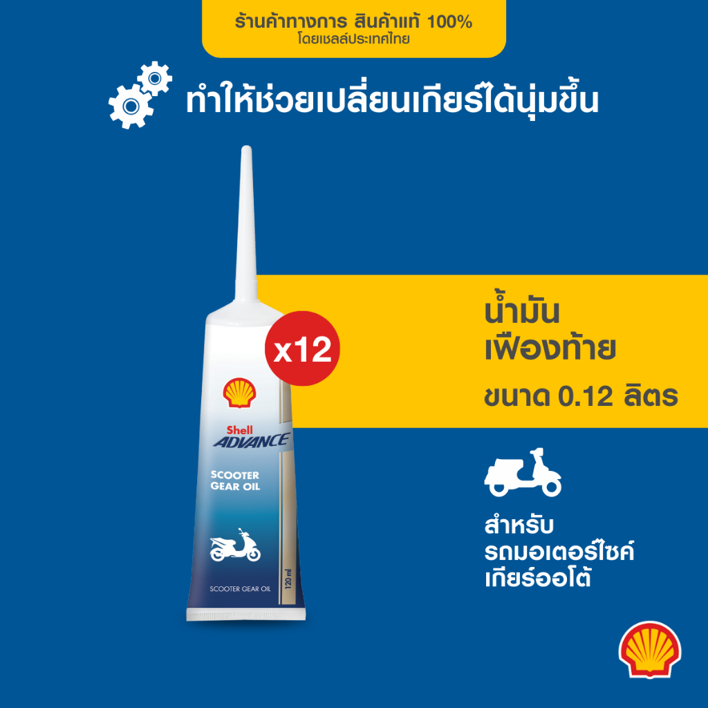 [ยกโหล] SHELL น้ำมันเฟืองท้าย 15W-40 เกียร์ออโต้ (120มล.) 12 ชิ้น
