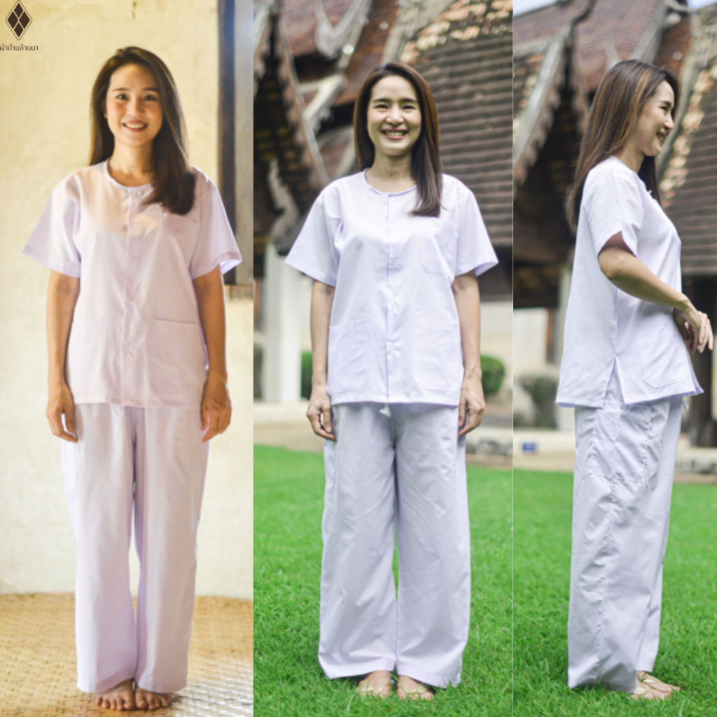 กางเกงขาวปฏิบัติธรรม ชาย-หญิง (เอวยางยืด+เชือกผูก) (ขาวโอโม่-ผ้าป่าน,ขาวโอโม่-ผ้าโทเร,ขาวนม-ผ้าโทเร)ไปวัดทำบุญ นั่งสมาธิ - รูปที่ 7