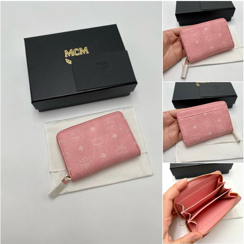 MCM Mini zip-around wallet กระเป๋าสตางค์ใบสั้น ซิปรอบ สีชมพู (ช็อปคิง)