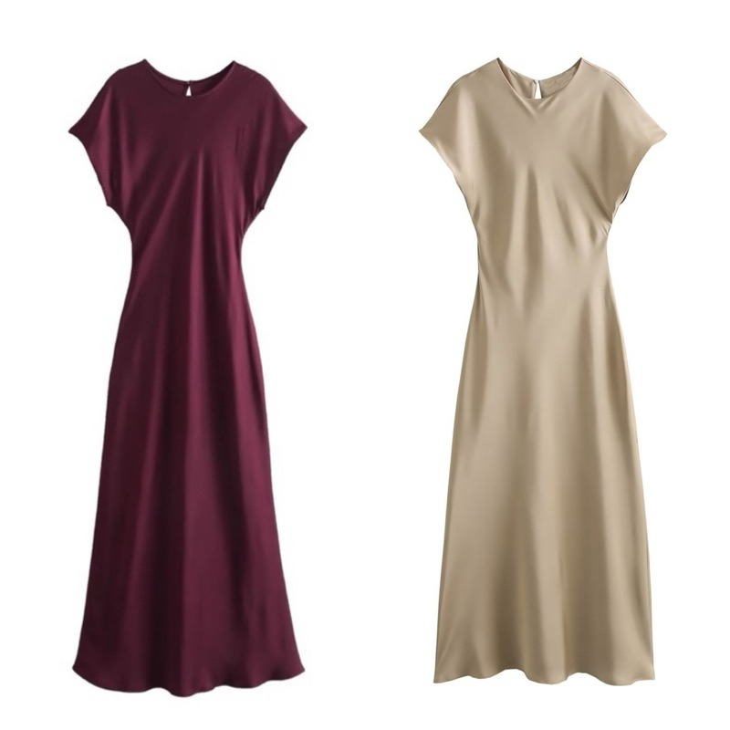 Elegant dress เดรสยาวผ้าซาตินพริ้ว