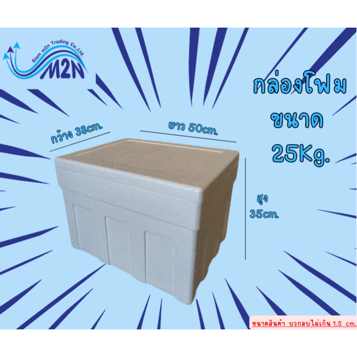 กล่องโฟม ลังโฟม กล่องเก็บความเย็นหนาพิเศษ ขนาดกลาง 25 กิโลกรัม ** 1 ออเดอร์ สั่งไม่เกิน 2 ใบ**