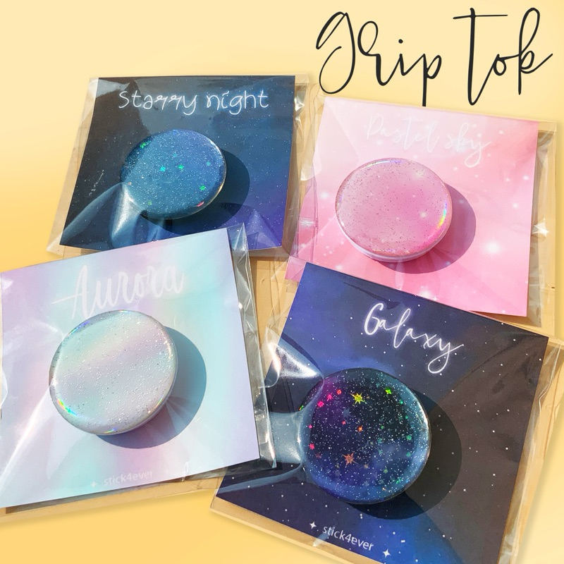 Griptok Hologram กริปต๊อก ‼️แบบกาว‼️ ติดมือถือ โฮโลแกรม วิบๆวับๆ galaxy sky และแบบฟรุ้งฟริ้งๆ เป็นเฮนเมด ส่งจากไทย