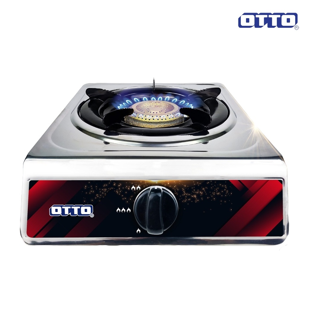 เตาแก๊สสแตนเลส หัวเตาทองเหลือง หัวคู่ OTTO รุ่น GS-842 (รับประกันสินค้า 1 ปี)