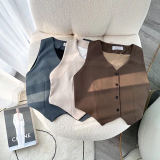 Gak mini top เสื้อกั๊กทรงครอป งานมีซับใน🔥พร้อมส่ง