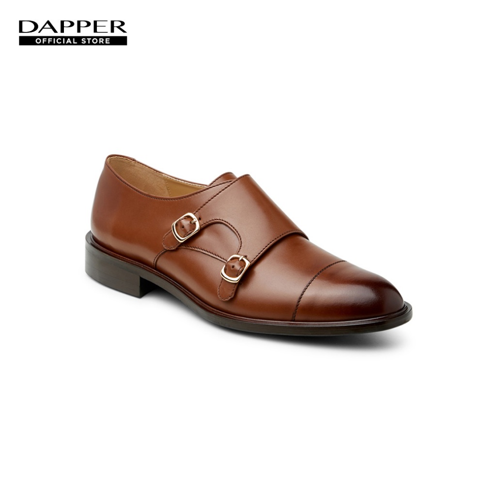 DAPPER รองเท้าหนัง แบบสวม Double Monk Strap Shoes สีน้ำตาล (HBKT1/682LM)