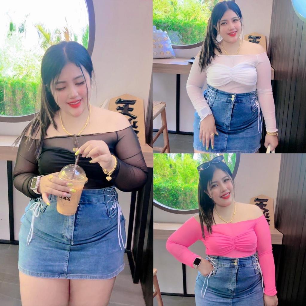 NT599 เสื้อซีทรูแขนยาว สาวอวบ อก38-44” *เฉพาะเสื้อ*