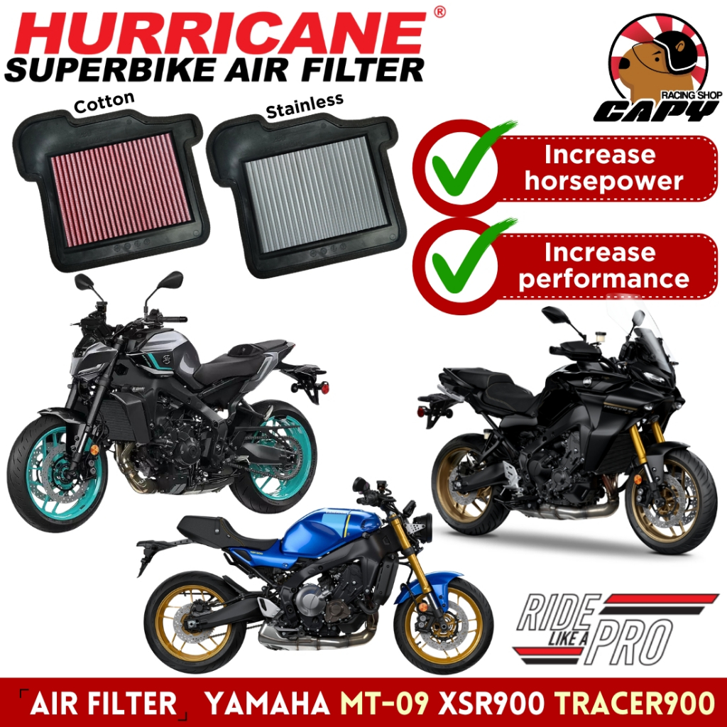 กรองอากาศ HURRICANE สำหรับ YAMAHA MT 09 / XSR 900 / FZ 09 / FJ 09 / TRACER900 HMM8213