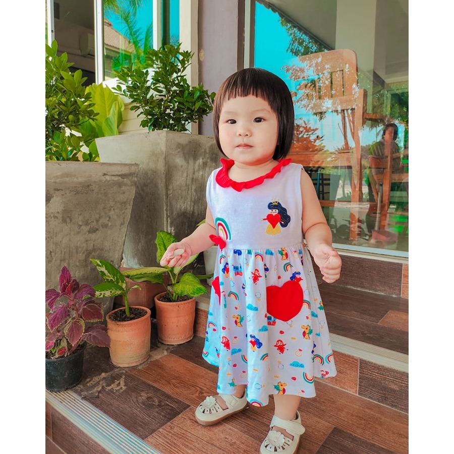 Girl Dress ชุดเดรส แขนกุด ผลิตจากผ้า cotton 100%