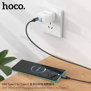 HOCO X89 สายชาร์จ ชาร์จเร็ว TC-TC 60w / PD 20w / Type-C 3A / iOS 2.4A / Micro 2.4A ไนล่อนถัก hc1