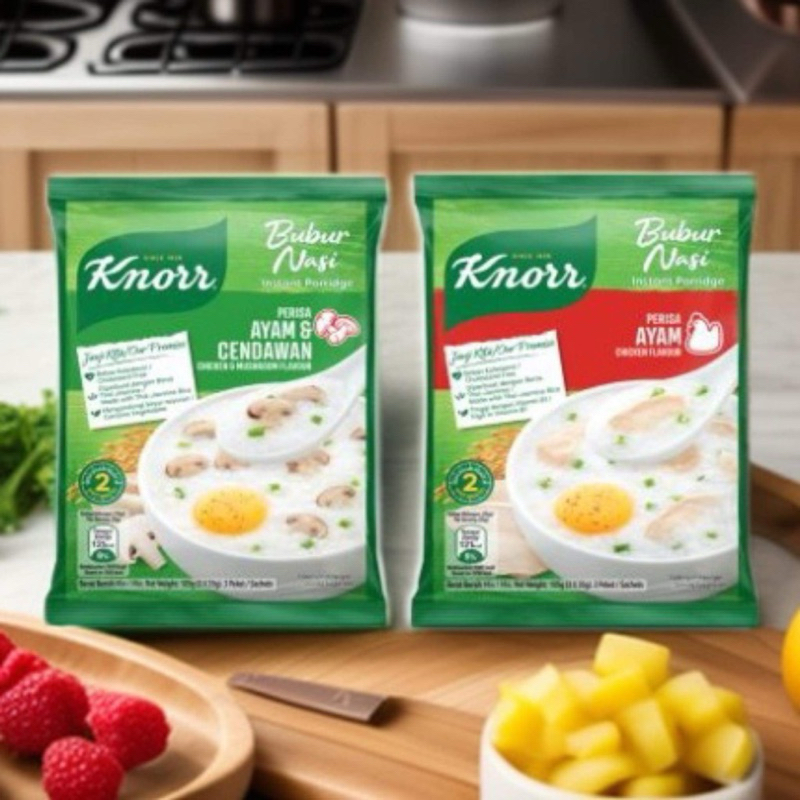 โจ๊กคนอร์รสไก่ และไก่ผสมเห็ดหอม มีฮาลาล 1แพ็ก 3ซอง
