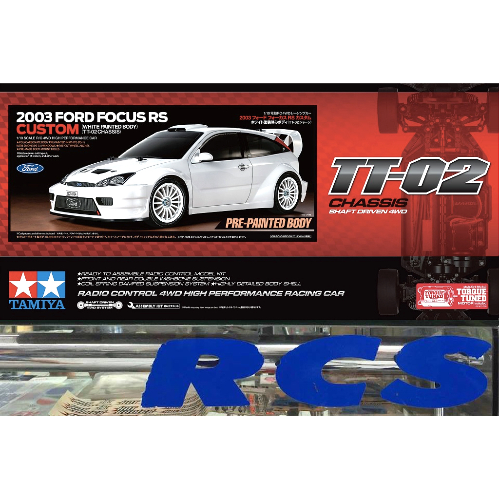 🏁 TAMIYA 47495A ชุดคิท TT-02 บอดี้ 2003 FORD FOCUS RS CUSTOM (pre-painted body) without ESC ไม่มีสปีดคอนโทรล (47495)