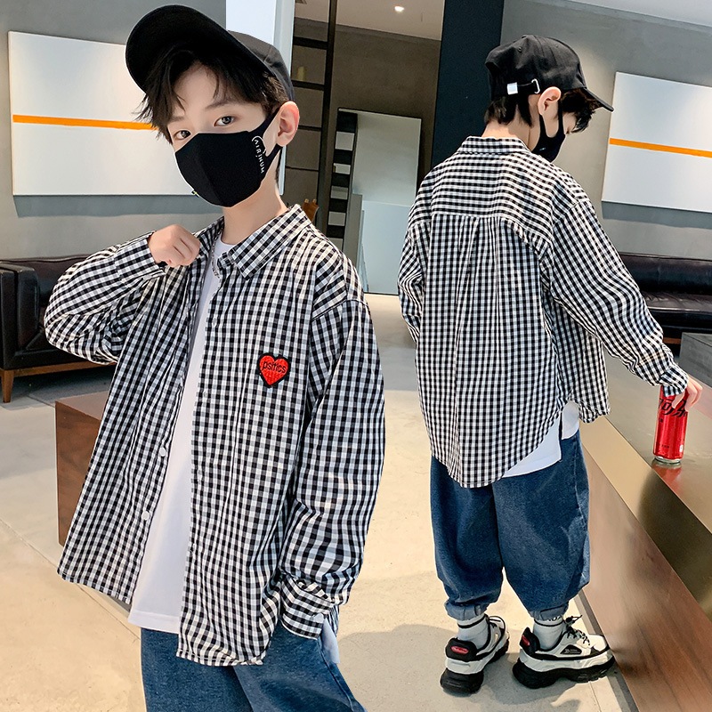 เสื้อเชิ้ตเด็กแขนยาว ลายสก็อต :PSL มีไซร์ 130-170 (พร้อมส่ง) .