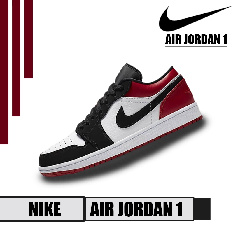 【Official authorization】ของแท้ 100%💯 AJ Nike Air NIKE AIR JORDAN 1 LOW OG BLACK TOE ⭐