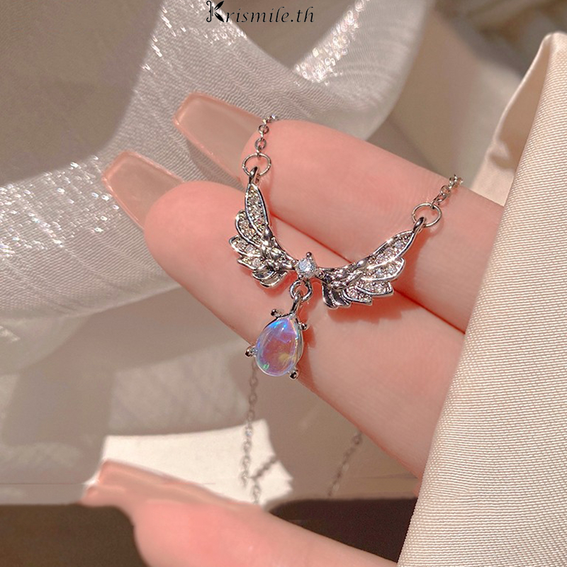 COD-ในไทย💖สร้อยคอจี้นางฟ้าปีกรูปหยดน้ำสไตล์โลหะผสมไม่ทําให้แพ้ง่ายสไตล์เกาหลีสไตล์เกาหลีเหมาะกับของขวัญ-Krismile