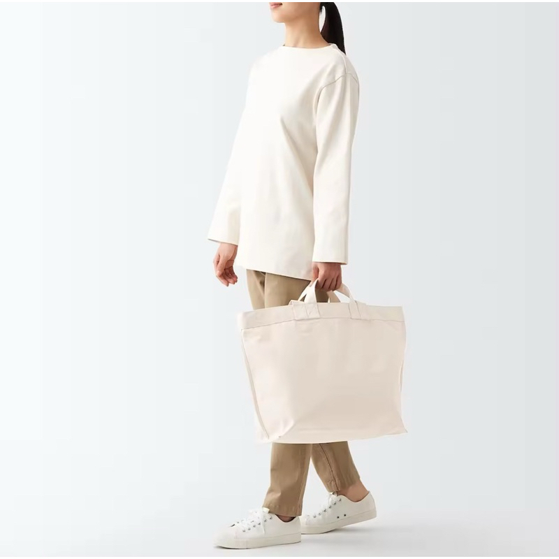 [MUJI] กระเป๋าผ้าแคนวาสหูจับคู่