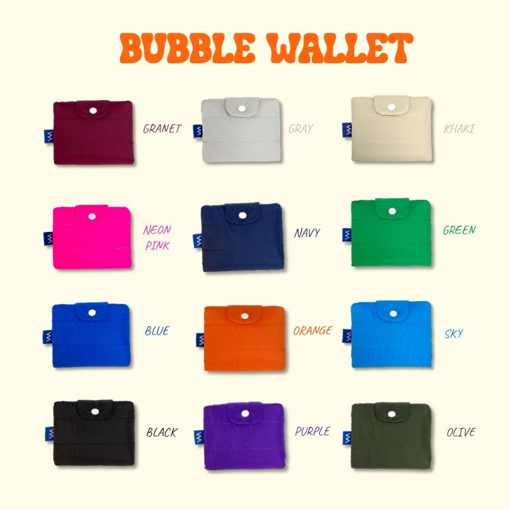 Hukmum Bubble wallet Neon pink : กระเป๋าสตางค์ใบเล็ก มีช่องใส่เหรียญ แบงค์ บัตร 'มี 12 สี'