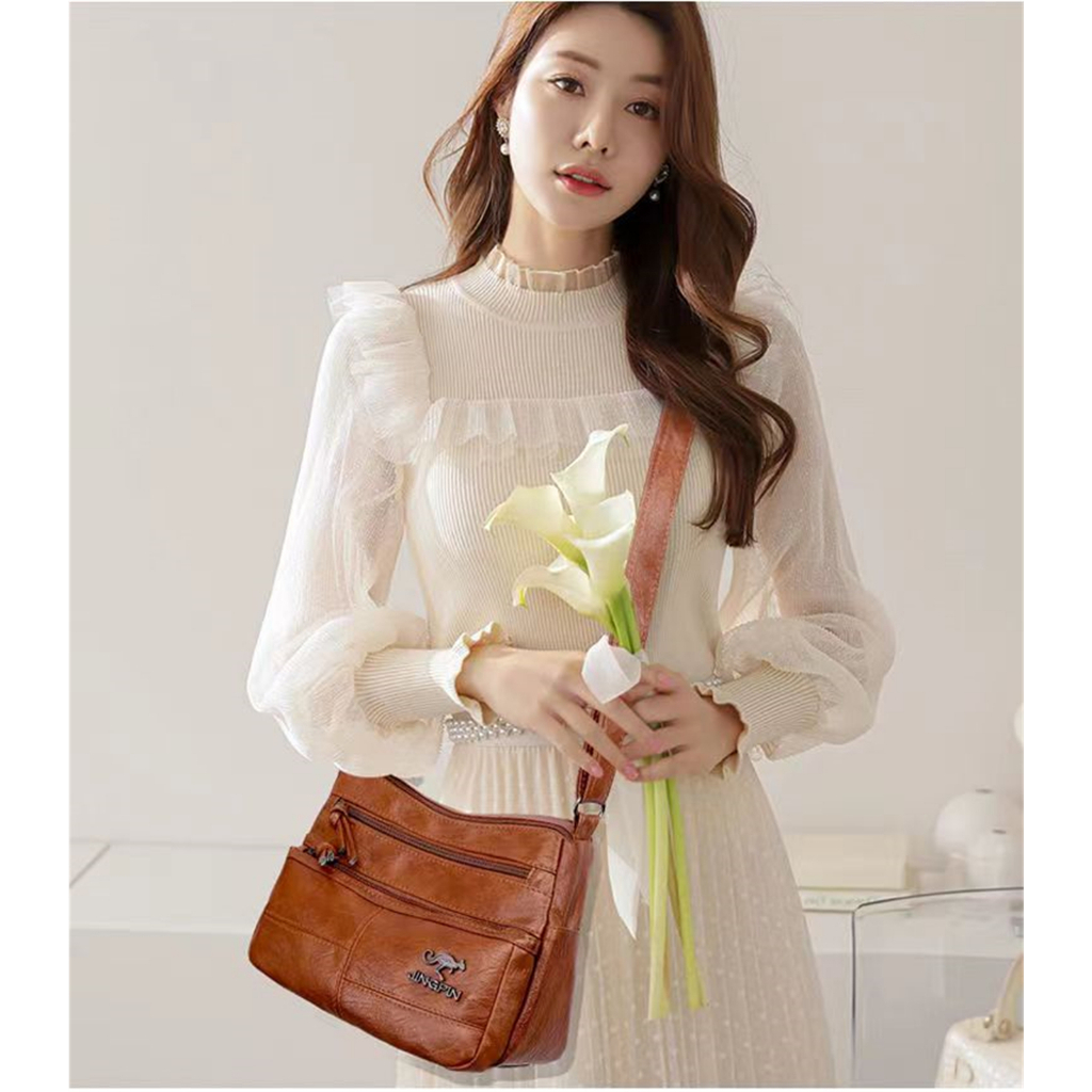 🔥ใส่โค้ด INCLZ12 ลด 50%🔥 กระเป๋าสะพายแฟชั่น กระเป๋าวินเทจ กระเป๋าหลายช่อง ความจุใหญ่ ผิวนุ่ม สไตล์ตะวันตก - รูปที่ 7