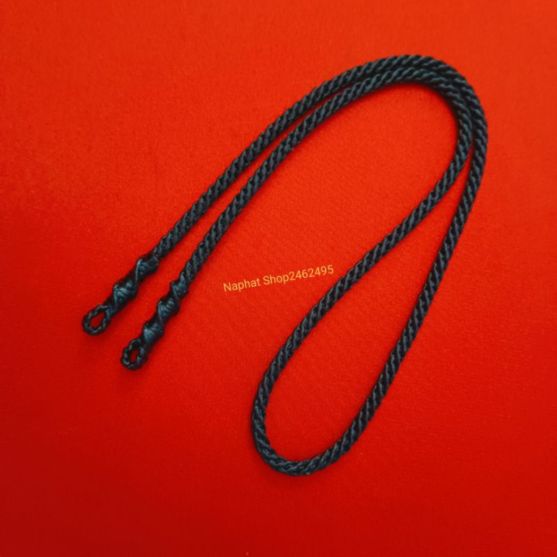 สร้อยคอเชือกเทียน(เส้นขนาด 4มิล)ถักทับลาย2ฝั่ง  งานแฮนเมด ลายถักปราณีต