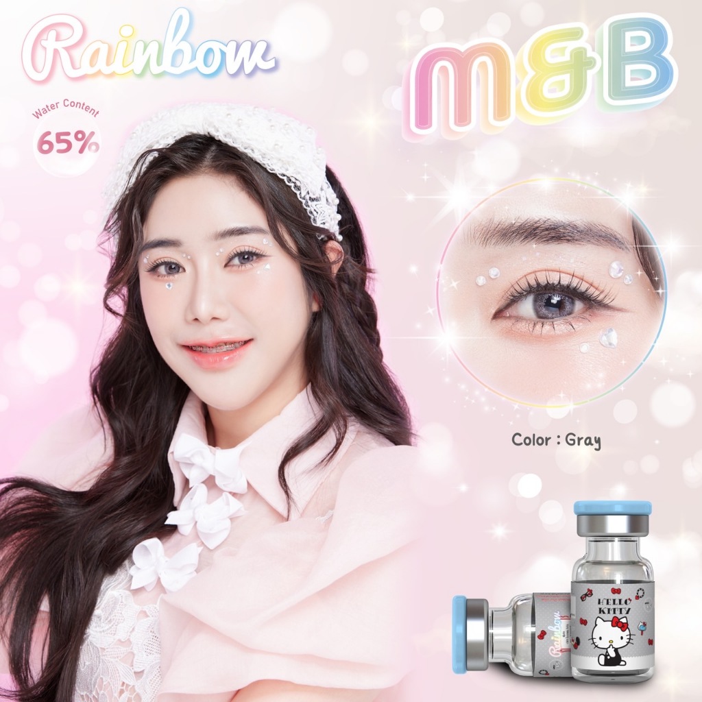 บิ๊กอายตาโต บิ๊กอายตาหวาน  แบรนด์ Rainbow lens ลิขสิทธิ์ sanrio Hello kitty  ค่าอมน้ำ 65 % กรองเเสงUV (เจ้าแรกในไทย)