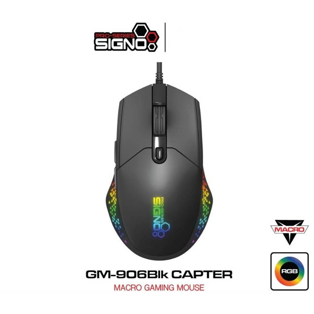 เมาส์เกมมิ่ง Macro Gaming Mouse CAPTER SIGNO รุ่น GM-906 ไฟ 12 โหมด
