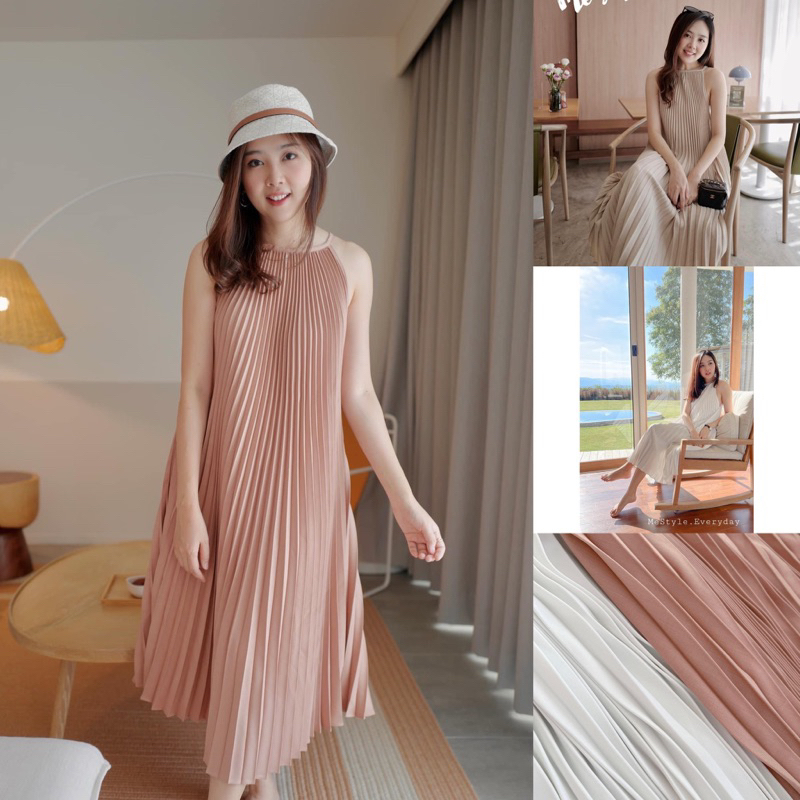 provence pleat dress เพียง 790.- เดรสอัดพลีท เย็บเรียบร้อย เนื้อผ้าดีมาก ใส่สวย ตัวเดียวจบปึ้ง จะเที่ยว/ออกงานได้หมด