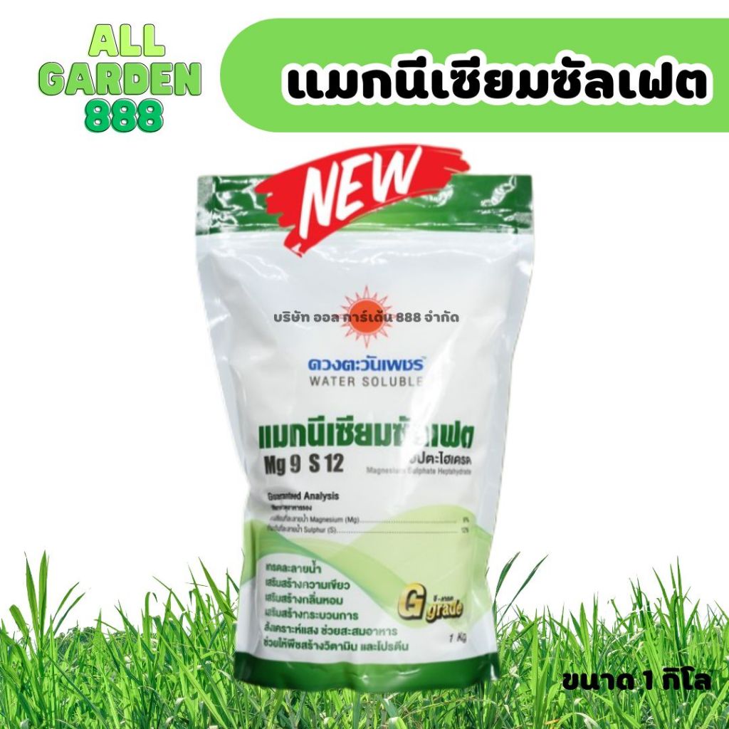 แมกนีเซียมซัลเฟต ปุ๋ยสำหรับทุเรียนและไม้ผลอื่นๆ  ระยะ เร่งใบแก่-สะสมอาหาร-ทำดอก ขนาด 1kg