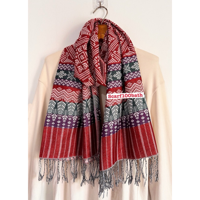 ผ้าคลุมไหล่ ผ้าฝ้ายพาสมีน่า ลายขิดไทย ผ้าหนางานคัดเกรดอย่างดี