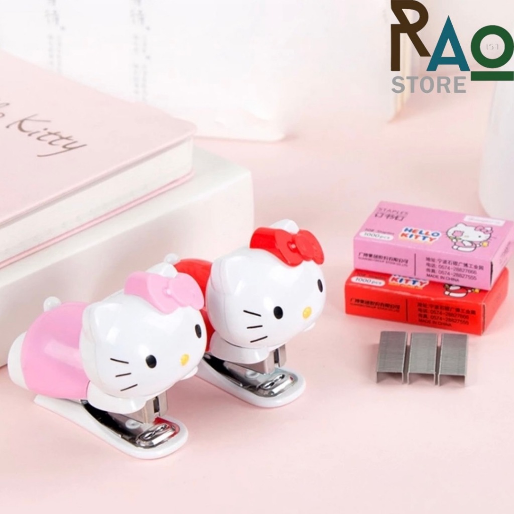 Rao Store พร้อมส่ง แม็กเย็บกระดาษ ลายน้องแมวน่ารัก ที่เย็บกระดาษขนาดเล็ก มาพร้อมลวดเย็บ1กล่อง