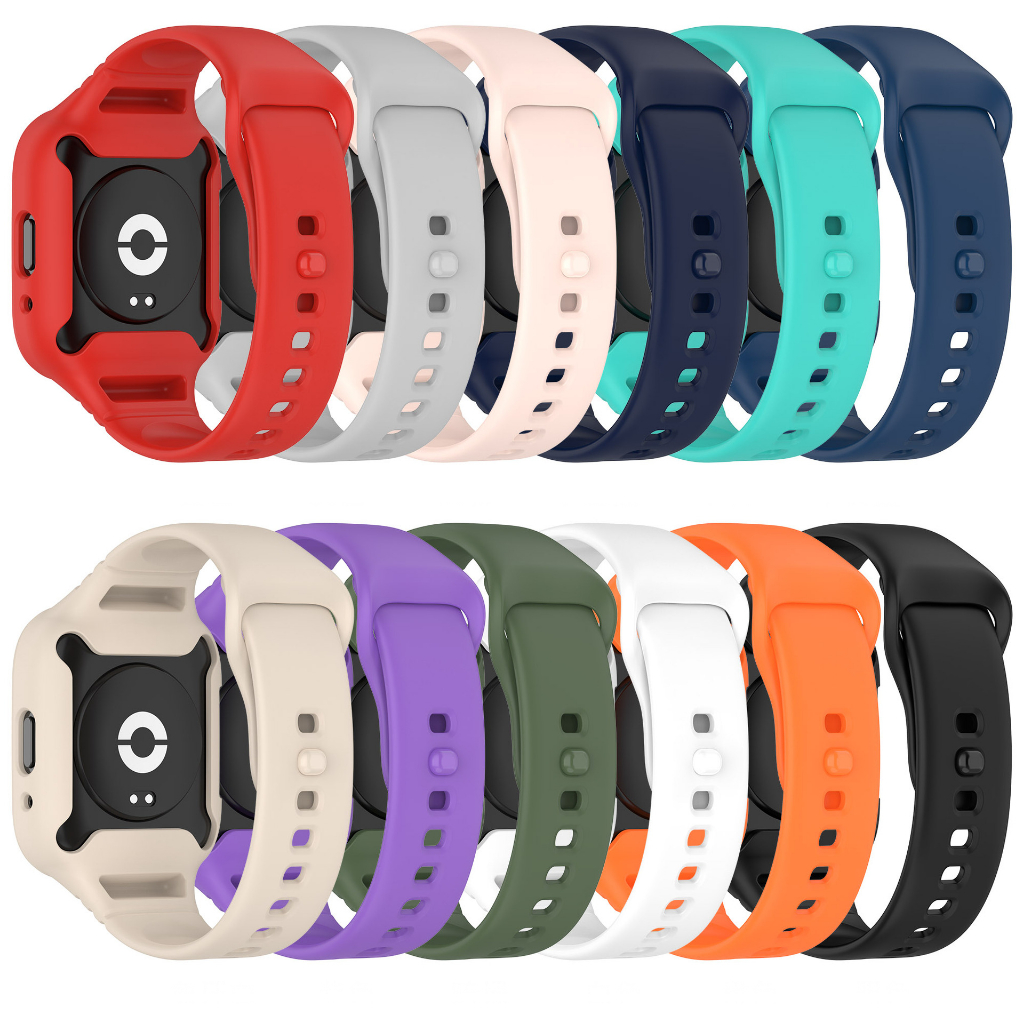 2 in 1 สายนาฬิกา + เคสสำหรับ Redmi Watch 3 Active/lite สายนาฬิกาซิลิโคนอ่อนนุ่มสายนาฬิกาแบบถอดเปลี่ยนได้