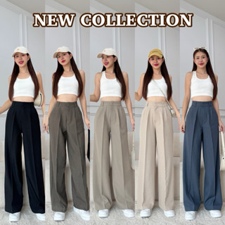 กางเกงขากระบอกผ้าป๊อกกี้ ดีเทลจีบหน้า งานซิปหน้าตะขอหน้า👩🏻‍💻…