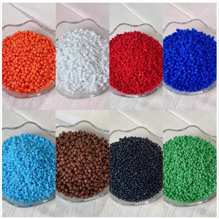 ลูกปัดเม็ดทรายโทนสีเข้ม 3mm 4mm ลูกปัดตกแต่ง  มีหลายสีให้เลือก