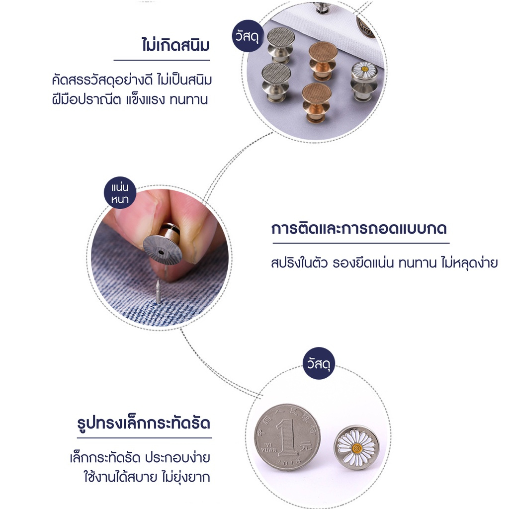 หัวเข็มขัดแฟชั่นเกาหลี เข็มขัดปรับได้ สำหรับผู้หญิง สิ่งประดิษฐ์ชิ้นเล็ก เข็มกลัดกันแสง ไม่ต้องเจาะรูกางเกงเพื่อตกแต่ง - รูปที่ 3