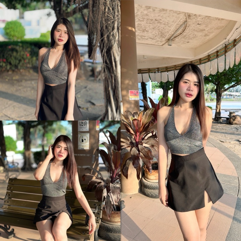 Sns109🏖️เสื้อคอวี🏖️วีหน้า🏖️คล้องคอ🏖️ผ้าshine