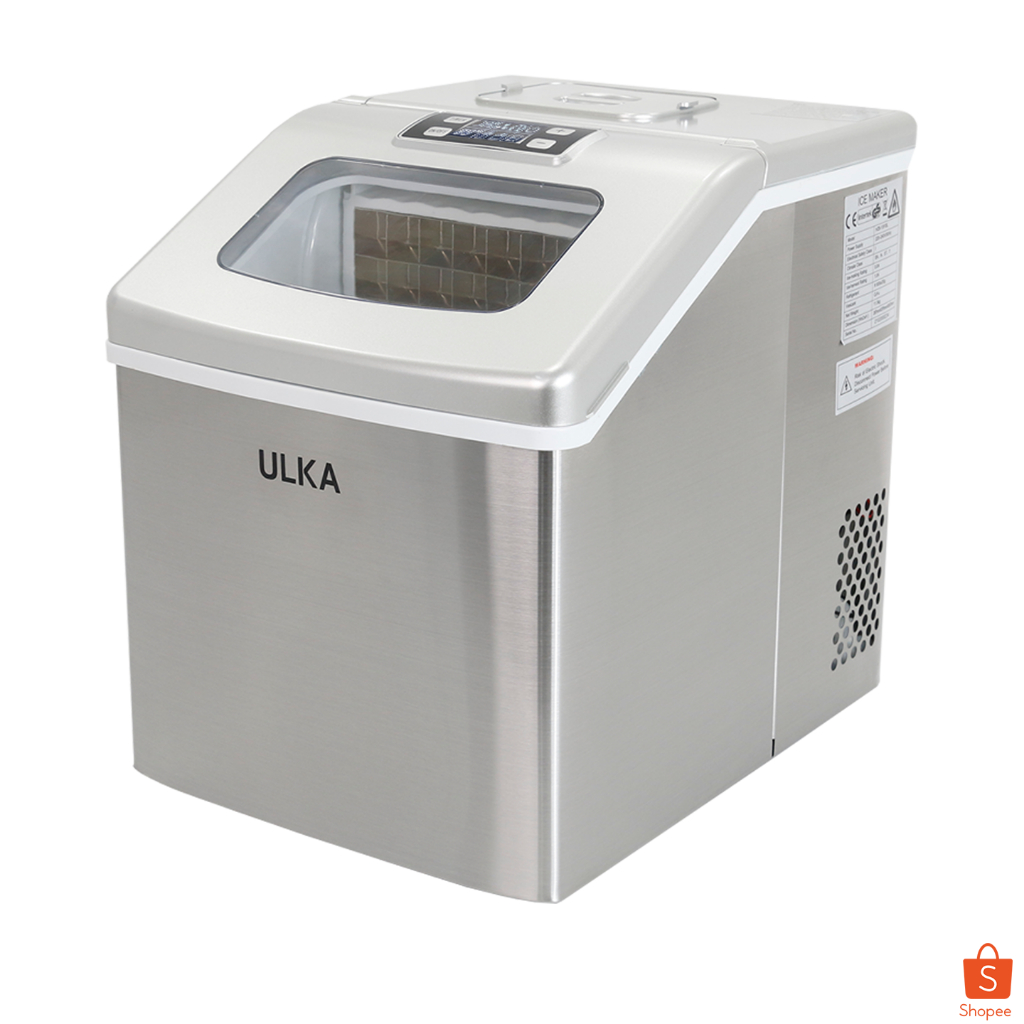 เครื่องทำน้ำแข็งอัตโนมัติ ทรง Fullcube ขนาดกลาง 24ก้อน/25กิโลกรัม/วัน ULKA 13F Windows ใช้งานในบ้าน
