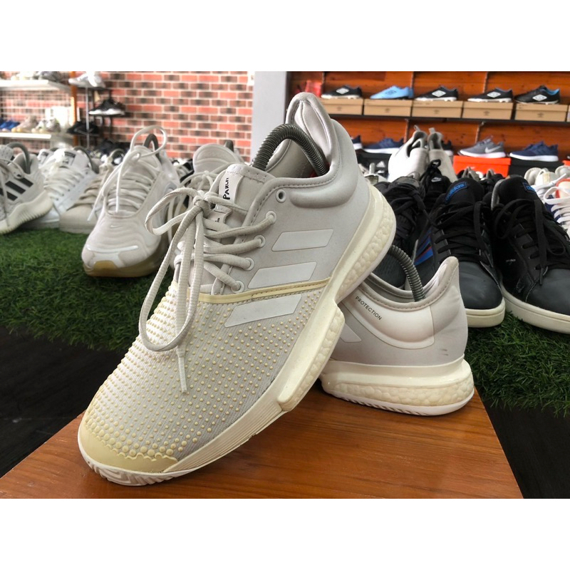 รองเท้ามือสองของแท้ Adidas Sole Court Boost ขาวล้วน เบอร์ 40 ยาว 25.5 วิ่ง ลำลองได้