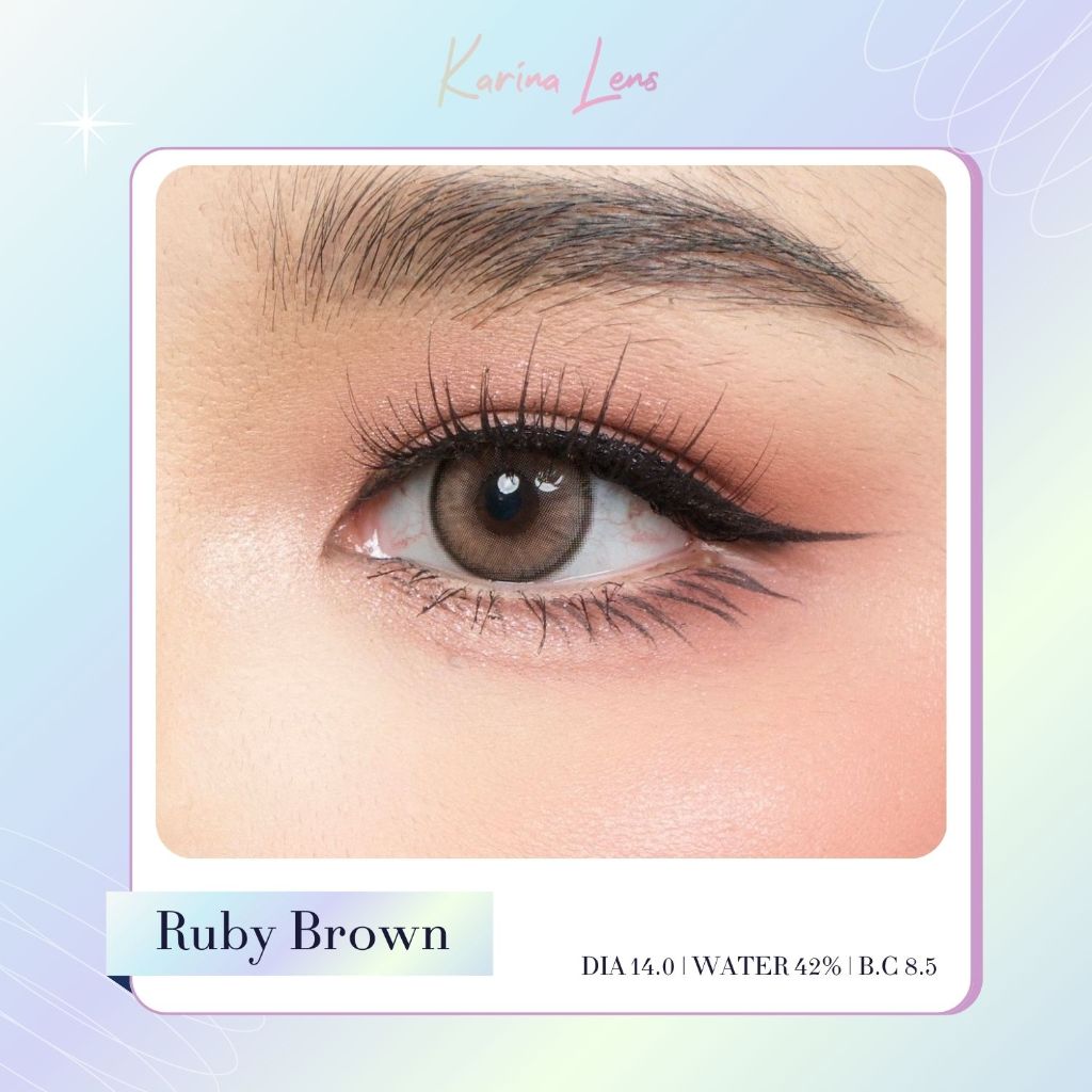 คอนแทคเลนส์ Karina Lens รุ่น Ruby Brown รายเดือน วัสดุ Hema  ค่าอมน้ำ 42% DIA 14.2 BC. 8.5 mm ค่าสายตา 0.00-8.00 ราคา ถูกที่สุด ดีลบีเคเค แกลเลอรีภาพที่ 5
