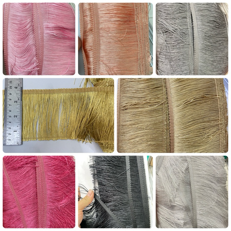 ผ้าลูกไม้เทปพู่ไหมญี่ปุ่นงานเส้นเล็กเงาสวย ขนาด 3.5 นิ้ว (2เมตร) 150฿