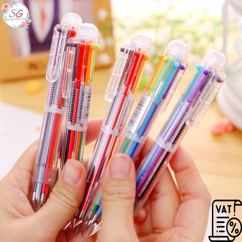 (M560)ปากกาลูกลื่น6สีในแท่งเดียว ปากกาหลากสี ปากกาวาดรูป สีชัดเขียนลื่น เครื่องเขียน หัวปากกา0.5 mm