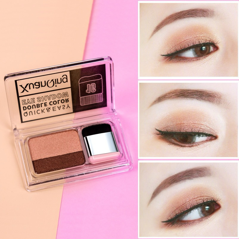 อายแชโดว์ทูโทน 2 สี 2in1 เนื้อใยไหม นุ่มละมุน เกลี่ยง่าย เม็ดสีแน่น โทนสีสวย ประกายชิมเมอร์ กันน้ำ ติดทน