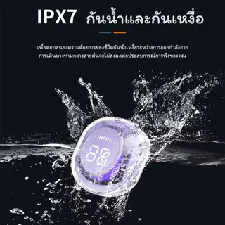 TWS HK-6 หูฟังไร้สาย บลูทูธ 5.3 จอแสดงผล LED พร้อมเคสชาร์จไร้สาย ควบคุมแบบสัมผัส ไมโครโฟนในตัว สีคริสตัลใส หูฟังกีฬา