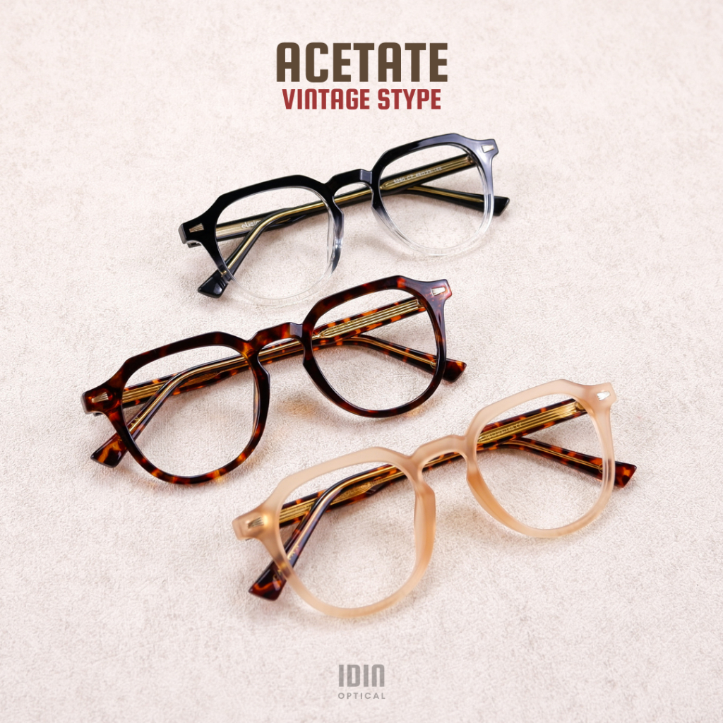 กรอบแว่นตาอะซิเตท (Acetate) แข็งแรง, ทนทาน, สีไม่ลอก มีบริการตัดเลนส์สายตา แว่นวินเทจ/แว่นกรองแสงสีฟ้า/แว่นบลูออโต้ 5280