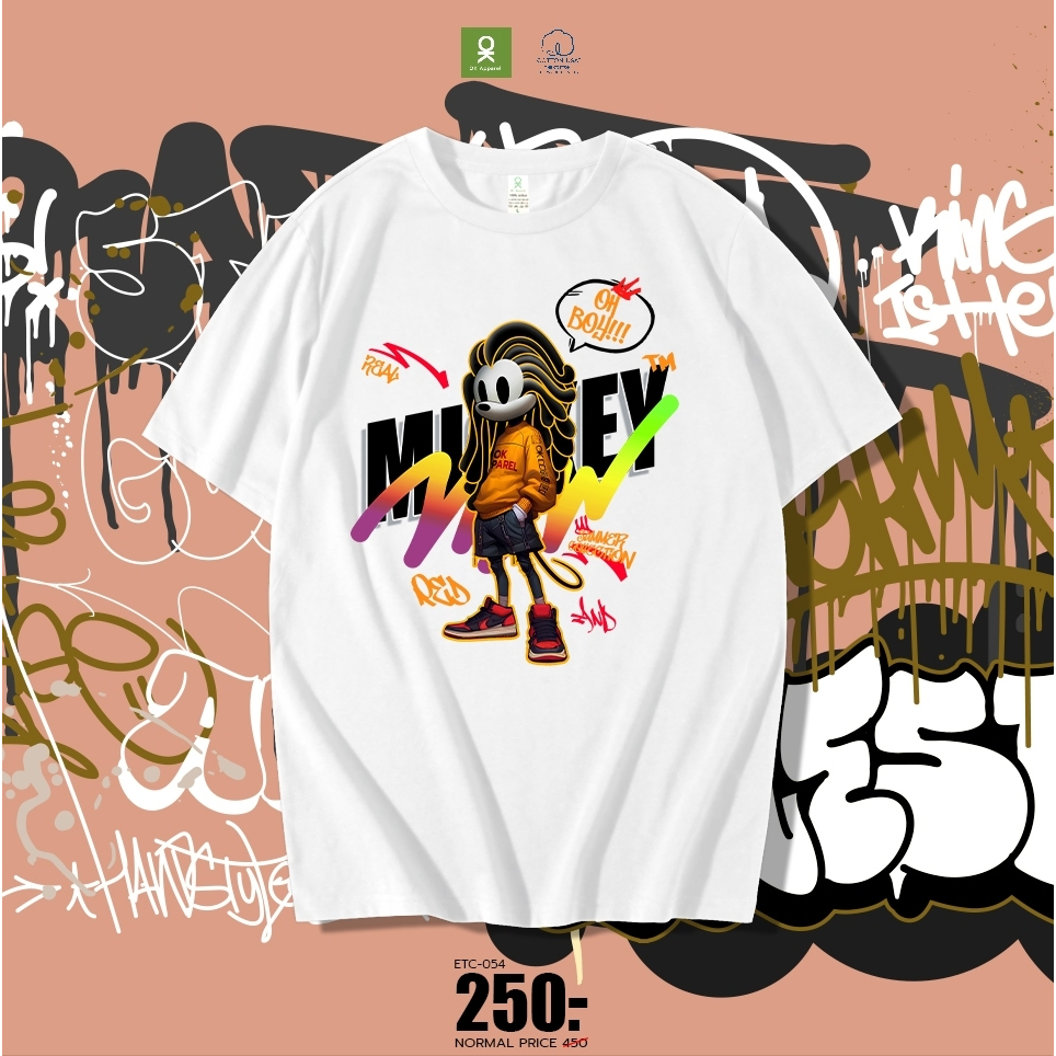 OK Apparel เสื้อยืดคอกลม ลาย Mickey oh boy!!! ทรง oversize Cotton USA พร้อมส่ง