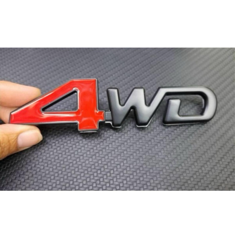 โลโก้ 4wd เหล็กนูน สีแดงดำ