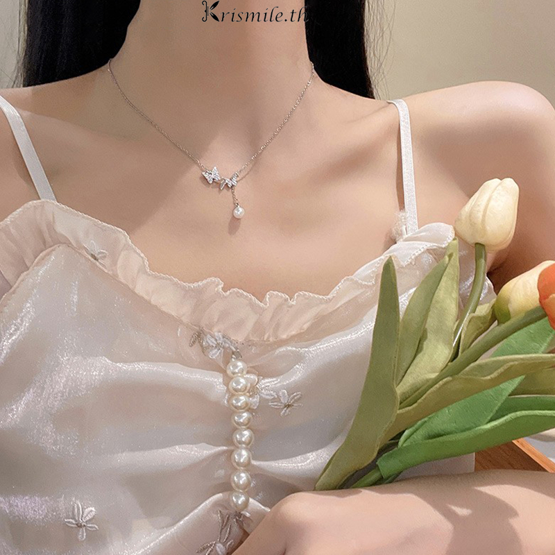 COD-ในไทย ใหม่สร้อยคอ รูปผีเสื้อ insสไตล์เกาหลีเรียบง่าย สำหรับผู้หญิง เครื่องประดับแฟชั่น-Krismile.th