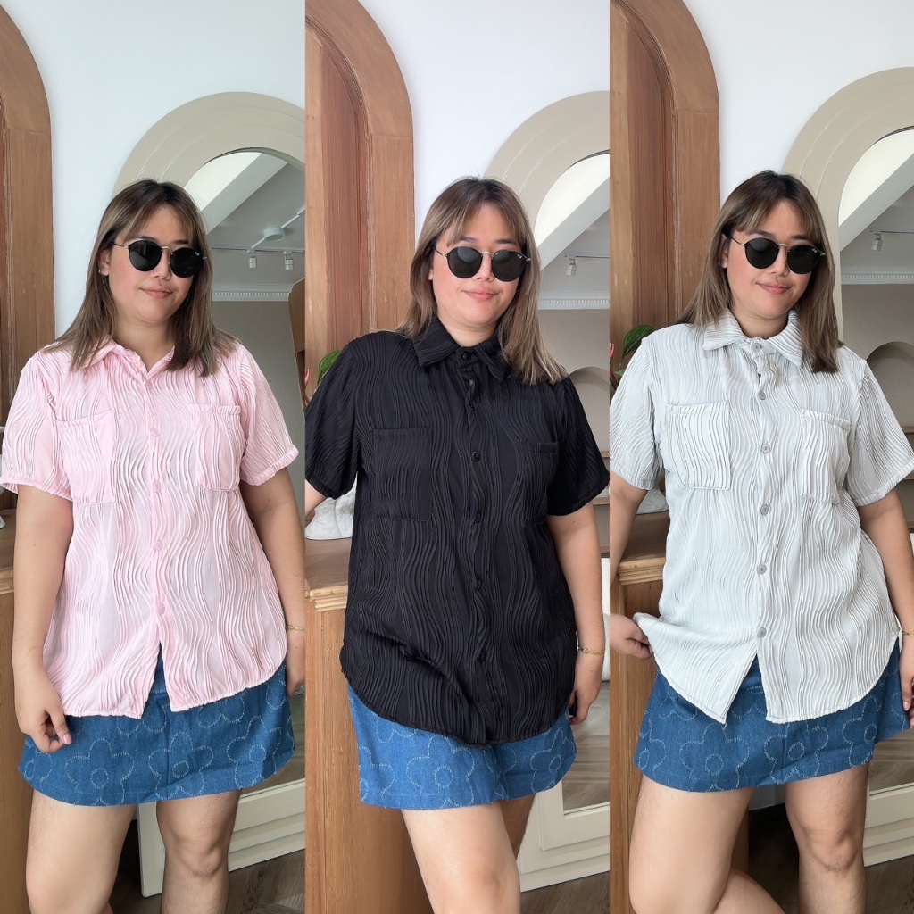 เสื้อเชิ้ตกระดุมหน้า ผ้านิชชิน อก46
