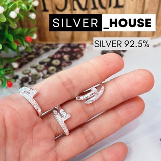 แหวนเงินแท้ 92.5% แหวนตะปูประดับเพชร CZ สวยมากค่ะ