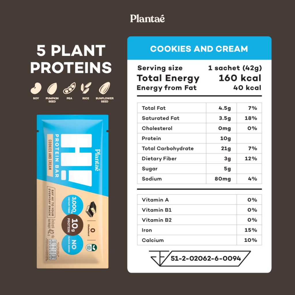 Plantae Hi Protein Bar set คละ 3 รสชาติ 3 กล่อง โปรตีนจากพืช โปรตีนบาร์ ขนมคลีน ไม่เติมน้ำตาล โปรตีนพืช plant based - รูปที่ 5